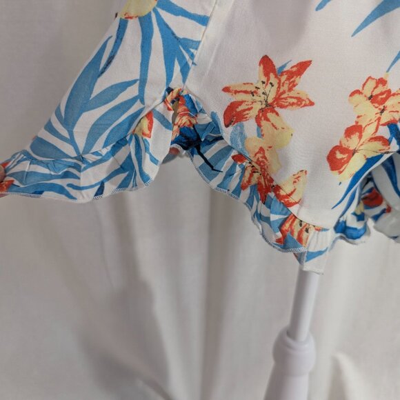 Rip Curl Size Small Tropical Ruffled Shorts Turquoise/Orange - Picture 10 of 11